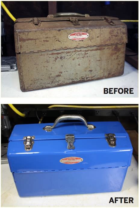 how to repaint a metal tool box|old metal toolbox repair.